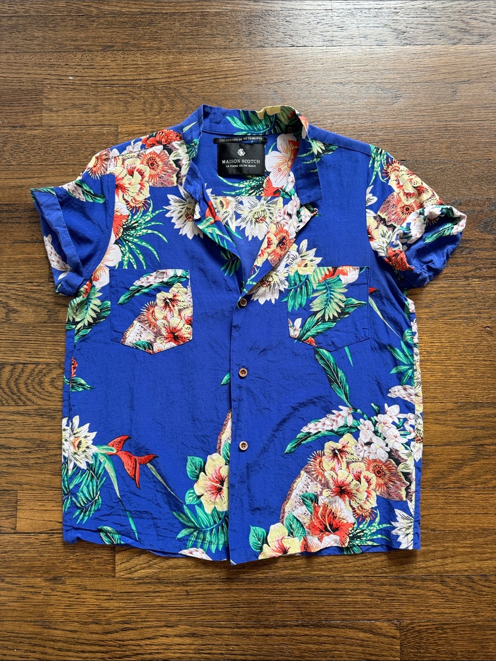 Scotch & Soda Blue Tropical Floral Camp Shirt